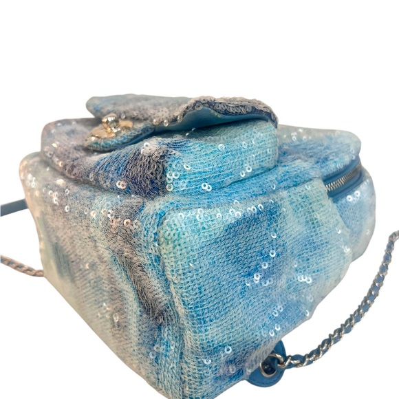 Chanel  Sequin Tri-color Waterfall Backpack Light Blue - Picture 6 of 11